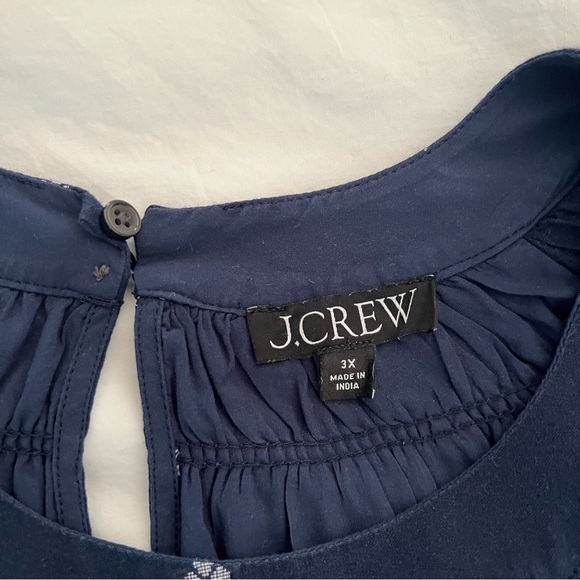 J. Crew Smock neck puff sleeve top in “dot” Navy Top 3X - Picture 5 of 5